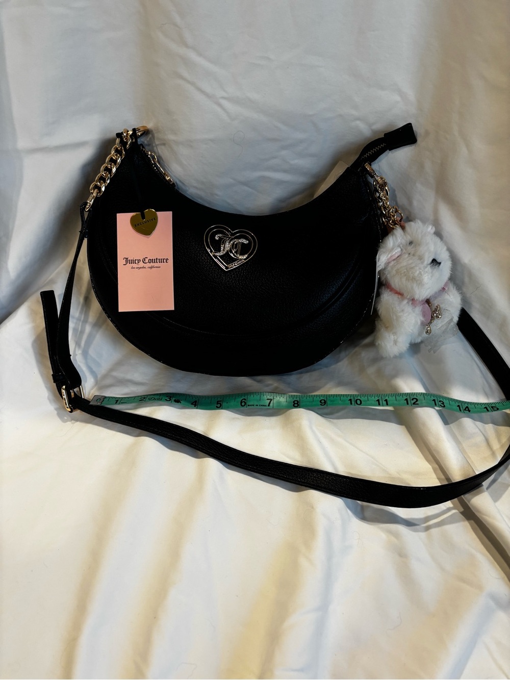 Juicy Couture Black Crescent Shoulder Bag with Charm